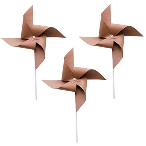 WESIEVYA 3st Windmühle Partywind Kinder Dekor Spielzeug Layout-verzierung Fotozubehör Heimdekoration Geburtstagsfeier Dekoration Light Brown Papier von WESIEVYA