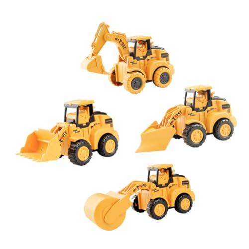 WESIEVYA 4 Stück Bagger Spielzeug für Kinder kinderspielzeug Toy car LKW-Spielzeug zurückschieben Bauwagen Kinder schieben Autospielzeug zurück Engineering-LKW-Spielzeug Plastik Orange von WESIEVYA