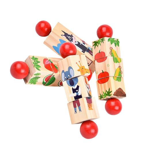 WESIEVYA Puzzle Für Kinder 4 Stück Bausteine ​​für Kinder Drehen Montessori-Puzzle Tierdrehpuzzle Lernspielzeug Kinderspielzeug Kinderwerkzeuge Puzzle-Spielzeug Aus Holz Puzzle-baustein Rot Hölzern von WESIEVYA