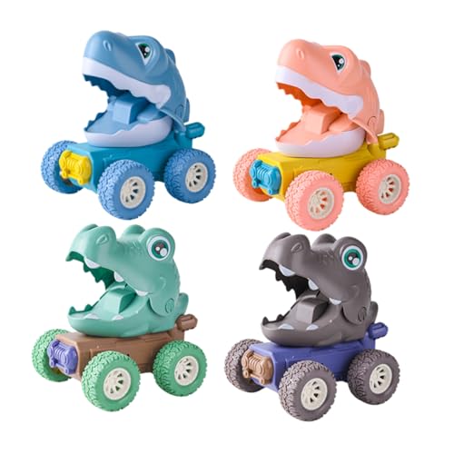 WESIEVYA 4 Stück Dinosaurier-Auto Kinder Dirtbike Cartoon-Spielzeug Kofferraummodell Kinder geschirrset Spielzeug Kinder Spielzeug Set Kleinkindspielzeug Dinosaurierspielzeug Plastik von WESIEVYA