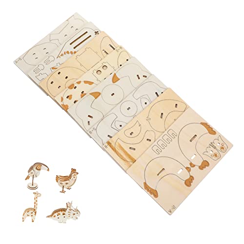 WESIEVYA 4 Stück Holzpuzzle Tier Puzzles Wilde Tiere-Puzzle Puzzle-Spielzeug 3D-Puzzle Lernspielzeug Für Kinder Kleinkind Rätsel Puzzle-Modell Aus Holz Rätsel Für Erwachsene Khaki Hölzern von WESIEVYA