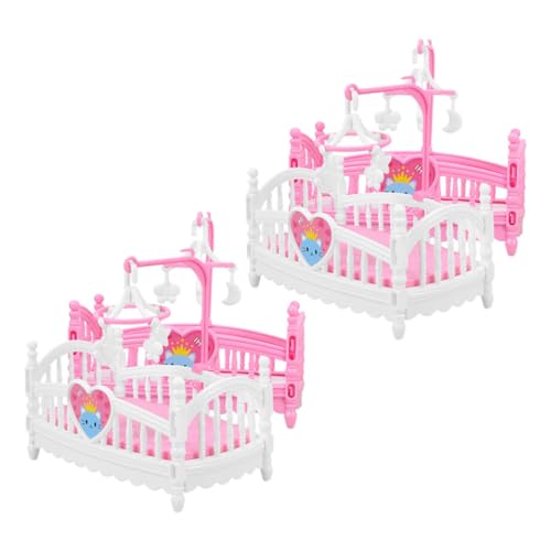 WESIEVYA 4 Stück Puppenhausmöbel Puppenbetten Puppenminibett Mini-Kinderbett-Set Puppenhaus-krippenspielzeug Puppenhaus Mini Möbel Mini-verzierung Mini-puppenhaus Für Die Krippe Abs von WESIEVYA