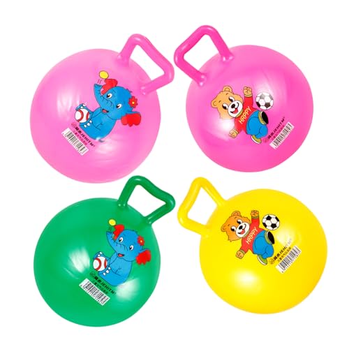 WESIEVYA 4 Stück Schläger Handhaben Kinder Gymnastikball Spielzeug Für Kinder Weltraumhüpfer Kinder Hüpfen Kinder Hüpfball Aufblasbar Federnd Hüpfball Mit Griffen Springender Ball PVC von WESIEVYA