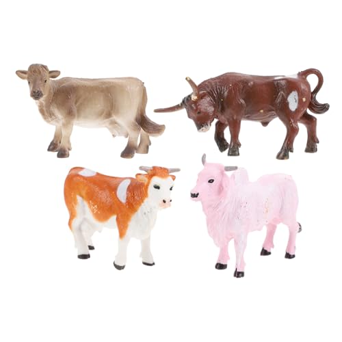 WESIEVYA 4 Stück Simulation Yak-Modell Spielzeugbullen Miniaturkühe Kuh Wohnkultur Cowtail Animals Toys for kindergeburtstags mitgebsel dekorative Tierverzierungen Mini-Kuh Plastik von WESIEVYA