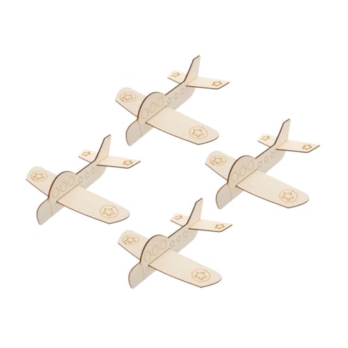 WESIEVYA 4 Stück Spielzeug zum Ausmalen Flugzeug-Hängeornament leeres Mini-Flugzeugmodell DIY Holzflugzeug Unvollendetes Holzspielzeug Kleines Flugzeughandwerk Kinder malen Spielzeug Khaki von WESIEVYA