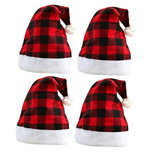 WESIEVYA 4 Stück Weihnachtsmütze Partyhüte für Erwachsene Weihnachtsmann-Cosplay-Kostüm weihnachtskostüm hut Pullover Fedora-Hut weihnachtsdeko weihnachtsmotiv Weihnachtskopfschmuck Stoff von WESIEVYA