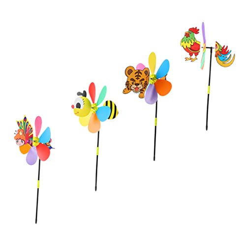 WESIEVYA 4 Stück Windmühle Gartenwirbel Windrad Spielzeug Kinder dekor Blumenwindwindrad Wind Windräder Spielzeug halllowen heeloween Toys Cartoon-Windspinner Outdoor-Windspiele Plastik von WESIEVYA