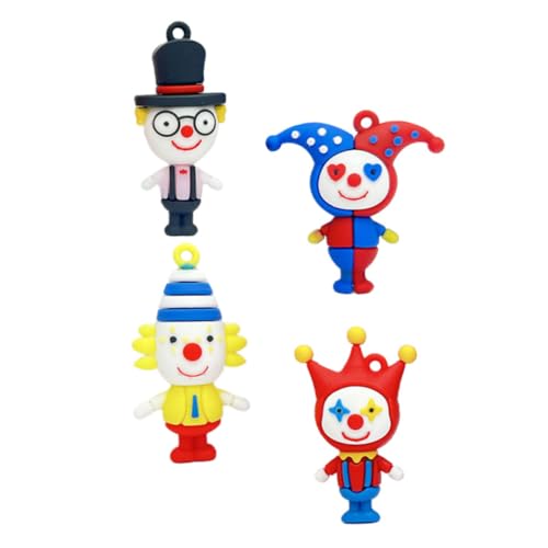 WESIEVYA 4Pcs Clown Anhänger Des Deckelklammers Schlüsselkette Anhänger Juwely Making Charm Decorative Hanging Ornament Schlüsselbund Schlüsselbeutel Anhängerbeutel Hanging Charme von WESIEVYA