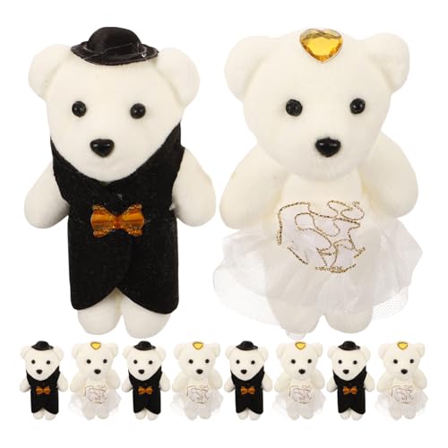 WESIEVYA 5 Paare Strauß Bärenpuppe Kuscheltier Für Teenager Entzückender Stoffbär Plüschbär Dekorative Bärenpuppe Süßes Stofftier Gefüllter Bär Plüsch Kuscheltiere Bär Tragen Schaum Weiß von WESIEVYA