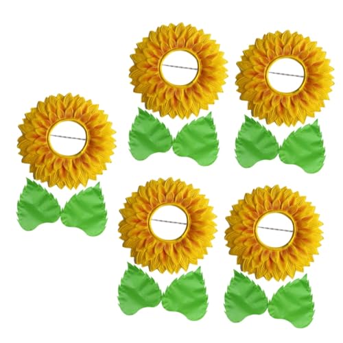 WESIEVYA 5 Sätze Kopfschmuck Aus Sonnenblumen Cosplay Outfits Kopfbedeckung Hut Sonnenblumen Kostüm Kopfbedeckung Sonnenblumenhut-Requisite Kopfbedeckung Mit Gelber Seidentuch von WESIEVYA