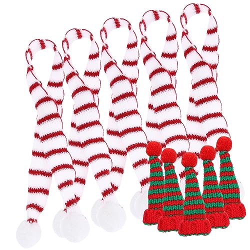 WESIEVYA 5 Sätze Miniatur-weihnachtsmütze Weihnachtsweinflaschendekoration Gefälligkeiten Für Weihnachtsfeiern Nikolausmützen Basteln Weihnachtsbesteckhalter Colorful Strickgarn von WESIEVYA