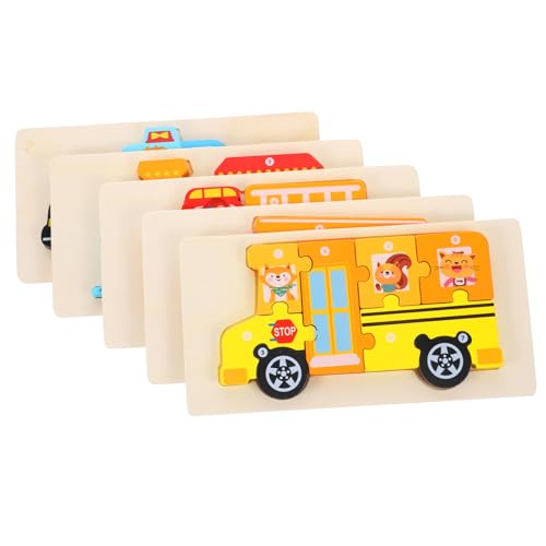 WESIEVYA 5 Sätze Pädagogisches Puzzle Spielzeug Spielzeug Puzzles Holzpuzzles Für Kinder Cartoon Puzzle Spielzeug Puzzle Spielzeug Holzpuzzle Pädagogisches Puzzle Spielzeug Lustiges von WESIEVYA