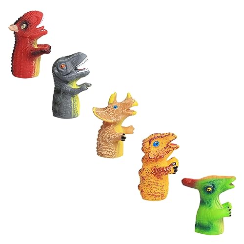 WESIEVYA 5 Stück Dinosaurier Fingerzeit Fingerpuppen Tiere Fingerpuppen Tierhandpuppe Lustige Fingerpuppen Geschichtenerzählpuppe Tierbad Fingerpuppenkopf Spielzeug Kunststoff von WESIEVYA