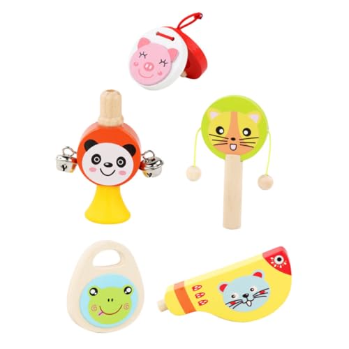 WESIEVYA 5 Stück Orff Instrument Jingle Bell Spielzeug Kinder Lernspielzeug Musikinstrumente Kinder Glocke Spielzeug Kinder Musikspielzeug Schlaginstrument Spielzeug Kinderspielzeug Holz von WESIEVYA