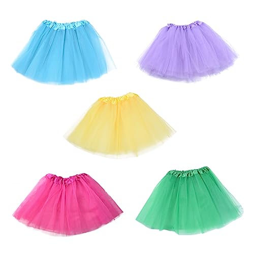 WESIEVYA 5 Stücke Tutu Kleid Mädchen Prinzessin Rock 3 Lagen Tüll Tutu Rock Für Verkleidung Anlässe Geeignet von WESIEVYA