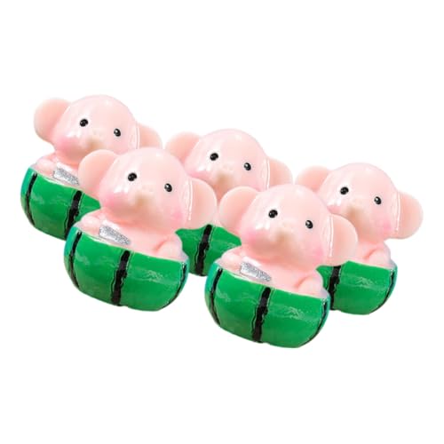 WESIEVYA 5Pcs Mini Wassermelon Elefant Miniatur Elefant Figuren Republikanische Elefant Glücks Elefant Statue Elefant Pflanze Stehen Elefantfigur Wassermelonenstatue Harz von WESIEVYA