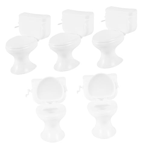 WESIEVYA 5St Toilettenmodell Toilettenspielzeug für Babys tragbares Töpfchen puppenhaus Toilette Puppenhaus-Toilette kleine Hausmöbel realistische Mini-Toilette Abs Weiß von WESIEVYA