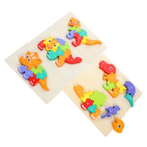 WESIEVYA 5st Dinosaurier-Puzzle Kleinkindspielzeug Kleinkind-Puzzle Lernrätsel Formen-Puzzle Für Kinder Buntes Puzzle Für Kinder Lernspielzeug Puzzle-Brett Puzzle Für Kleinkinder Holz von WESIEVYA