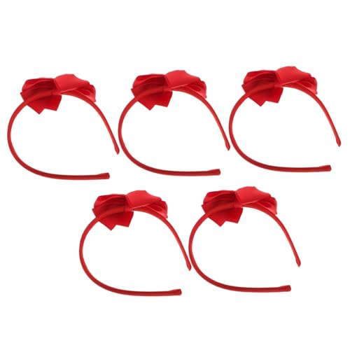 WESIEVYA 5st Schleife Stirnband Schleife Kopfbedeckung Kinder Schöner Kopfschmuck Zubehör Für Kopfbedeckungen Party-haarschmuck Haarband Für Kinder Geripptes Stirnband Aus Polyester Rot von WESIEVYA