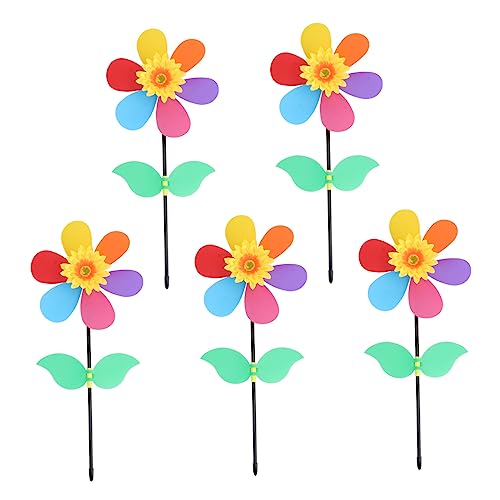 WESIEVYA 5st Sonnenblumen-windmühle Windmühlenschmuck Fahrrad-windrad-dekor Regenbogen-windmühlen-dekor Windrad Spielzeug Kinder Windmühlen Für Kinder Plastik Colorful von WESIEVYA