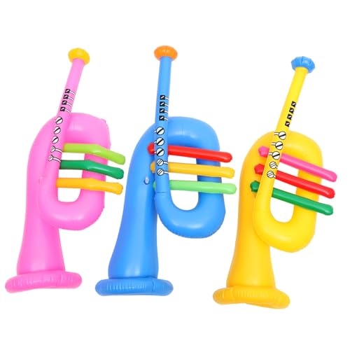 WESIEVYA 6 STK Aufblasbares Musikinstrument Aufblasbares Spielzeug Für Kinder Trompetenzubehör Gitarre Für Kinder Aufblasbare Trompetenhorn-Requisiten Trompete Spielzeug Spielen PVC Yellow von WESIEVYA