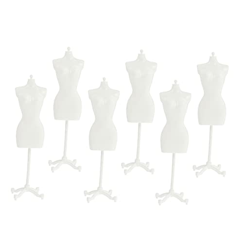 WESIEVYA 6 STK Halterung Mini-Schaufensterpuppe Miniaturen Minikleid Shaper-Kleid puppenkleiderbügel Puppen kleiderbügel kleiderständer Puppenkleid Steht Puppenkleiderhalter Plastik Weiß von WESIEVYA