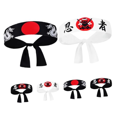 WESIEVYA 6 Stück Japanisches Ninja-stirnband, Hachimaki-karate-stirnband, Kochzubehör Für Männer, Cosplay, Breites Haarband, Japanische Partygeschenke von WESIEVYA