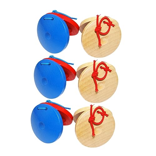 WESIEVYA 6 Stück Musical Sense Kastagnetten Kinderspielzeug Musical Musical Musikspielzeug Percussion Für Kastagnettenspielzeug Kastagnettenspielzeug Holz von WESIEVYA