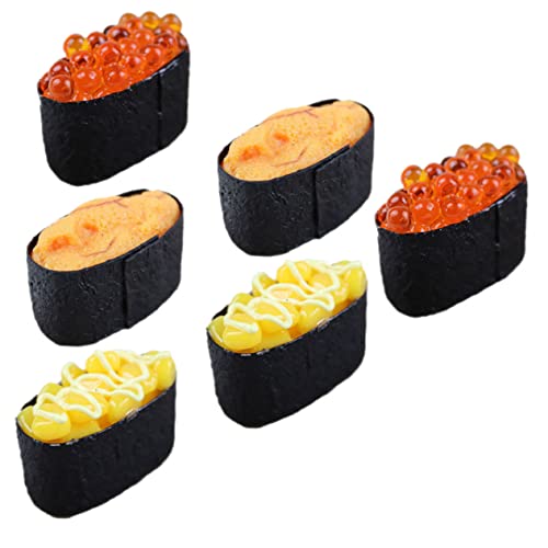 WESIEVYA 6 Stück Simulation Sushi Künstliches Sushi Spielzeug Lebensechtes Lebensmittelmodell Realistisches Onigiri Modell Plastik Sushi Spielzeug Sushi Modell Simuliertes Sushi Spielzeug von WESIEVYA