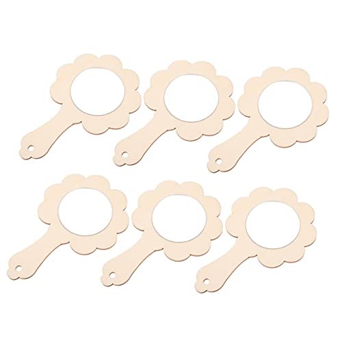 WESIEVYA 6St Holzspiegel schminke eulenspiegel basteln für hühner Schminkspiegel quadratische Spiegel für die Wand Kinderaccessoire Handspiegel hölzern Khaki von WESIEVYA