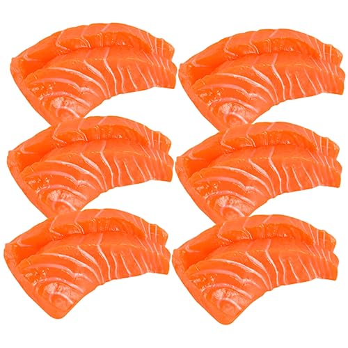 WESIEVYA Realistische 6 Stücke PVC Lachs Modelle für Restaurant Home Decor Gefälschte Sashimi Spielzeug Foto Prop von WESIEVYA