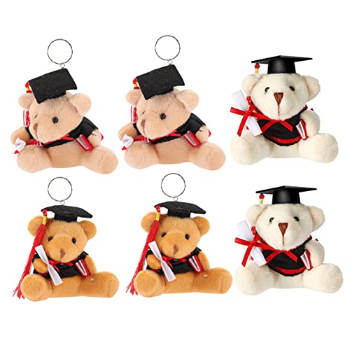 WESIEVYA 6St Plüsch-Abschlussbär plüschbär Abschluss-Stofftier abschlussbär Spielzeug Kuscheltierpuppen Abschluss Bär Mini-Teddybären Kawaii Schlüsselanhänger ausgestopfter Bär schmücken von WESIEVYA