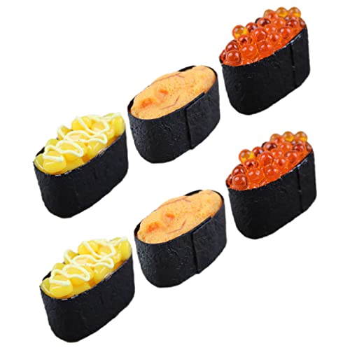 WESIEVYA 6St Sushi-Simulation Japanisches Essen gefälschtes Japanisches Sushi Hausdekoration Künstliche Sushi-Attrappen gefälschtes Essen realistisches Onigiri-Modell Fake-Food-Dekor PVC von WESIEVYA