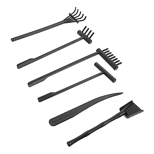 WESIEVYA 6St Zen-Sandrechen-Set schwarzes Zen-Dekor Mini-Zen-Gartenrechen-Kit Sandbox-Tools meditations meditieren Werkzeug aschenbecher Tine Tischrechen Mini-Gartenrechen Plastik Black von WESIEVYA