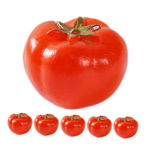 WESIEVYA 6st Simulierte Tomate Gefälschte Tomatenmodelle Simulierte Gemüsemodelle Pflanzliche Requisiten Gemüsedekorationen Simulationsgemüse Requisiten Präsentieren Falsches Gemüse Rot PVC von WESIEVYA