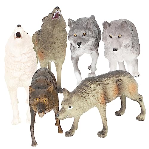 WESIEVYA 7 Teiliges Winter Wolfsrudel Modell Wildes Spielzeug Für Kinder Wolf Spielzeugfiguren Spielende Kinderspielzeuge Polarwolf Tierfiguren Mini Polarwolf Modelle Wolf Spielzeug von WESIEVYA