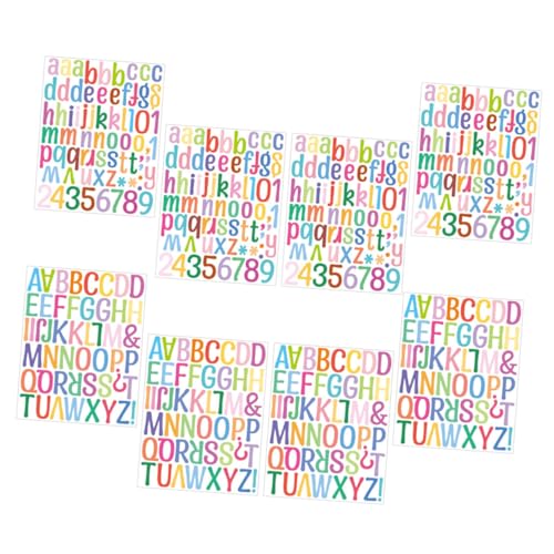 WESIEVYA 8 Blätter Alphanumerische Aufkleber Alphabet-zahlenaufkleber Scrapbooking-Aufkleber DIY-Aufkleber Aufkleber Mit Buchstabennummern Mülleimer Aufkleber Colorful Vinyl von WESIEVYA