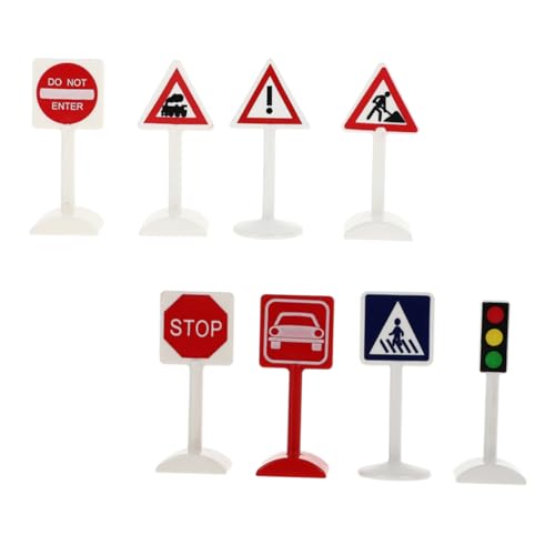 WESIEVYA 8st Verkehrszeichen-Ornamente Mini-straßenschild Mini-Spielzeug Verkehrsindikatormodell Spielzeug-stoppschilder Simulation Straßenschild Lernspielzeug Kinder Dekor Plastik Colorful von WESIEVYA