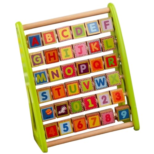 WESIEVYA Alphanumerisches Gestell Spielzeug Lerntafel Aus Holz Nummernlerntafel Multifunktions-Alphabet-tafel Alphabet-lernregal Für Kinder Tischbriefbrett Kognitionstafel Green Hölzern von WESIEVYA