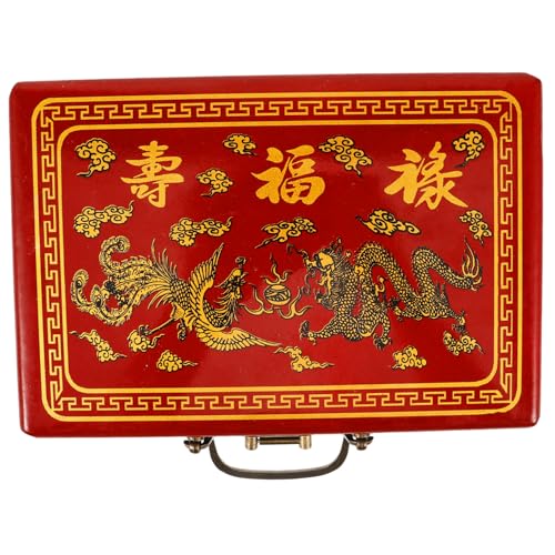 WESIEVYA Box Mahjong Box Mahjong Fliesen Fall Mahjong Aufbewahrungskoffer Vintage Mahjong Halter Schmuck Organizer Truhe Mahjong Aufbewahrungsbehälter Mahjong Fliesenhalter Mahjong Zubehör von WESIEVYA