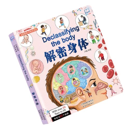 WESIEVYA Buch Körperbau Bücher Für Kleinkinder Lehrbuch Kinderbuch Lehrbücher Kinder Erstes Buch 3D-bücher Für Kinder Babybücher Chinesisch Englisch Babybuch Colorful 300 g Weiße Karte von WESIEVYA