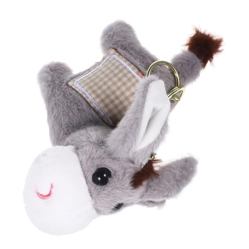 WESIEVYA Esel Schlüsselanhänger Wildtiere Weicher Tier-schlüsselanhänger Schlüsselanhänger Mit Pferdeanhänger Mini Plüschtiere Spielzeug Plüsch-Esel-Ornament Plüsch Esel Pp Baumwolle Grey von WESIEVYA