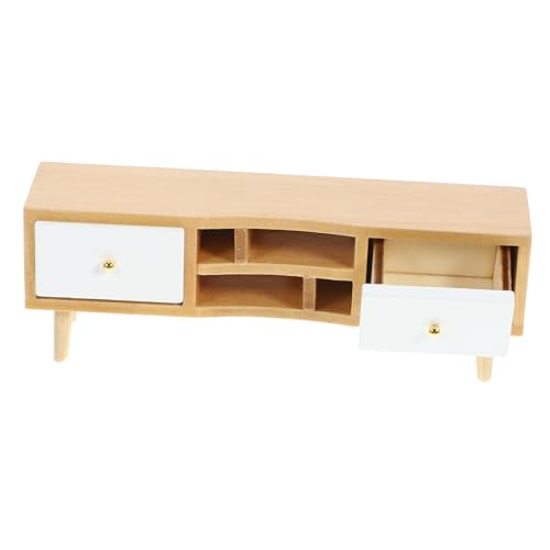 WESIEVYA Fernsehschrank Puppenmöbel Schöne Miniaturmöbel Puppenzubehör Mini-dekor Filigrane Miniaturmöbel Mini-hausversorgung Zarter Mini-tv-ständer Zarter Miniatur-tv-Schrank Hölzern von WESIEVYA