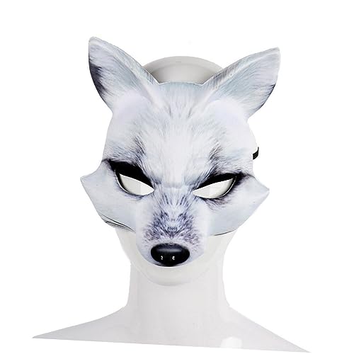 WESIEVYA Halbgesichtsmaske Aus EVA Für Kostüme Tiermaske Für Cosplay Ideales Kostümzubehör Für Halloween Karneval Und Maskerade Weiß Perfekt Für Erwachsene Und Kinder von WESIEVYA