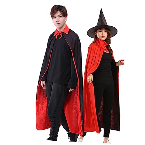 WESIEVYA Halloween Umhang Mit Kapuze Für Erwachsene Cosplay Kostüm Schwarz Und Rot Vielseitig Einsetzbar Für Halloween Karneval Und Mottopartys 2 Stück von WESIEVYA