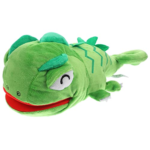 WESIEVYA Handpuppe Plüschspielzeug Für Babys Drachen Handpuppe Kinder Eidechsenpuppe Früherziehungsspielzeug Plüsch-eidechsenpuppe Weiche Plüschhandpuppe Green Pp Baumwolle von WESIEVYA