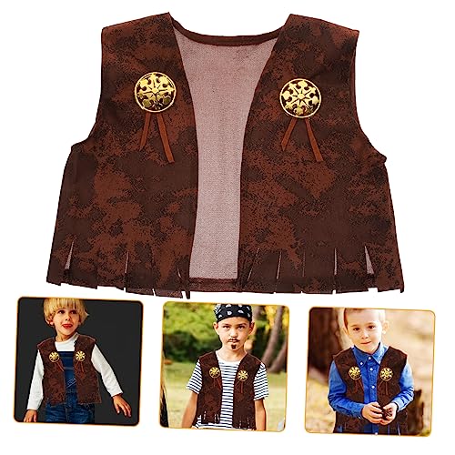 WESIEVYA Jungenkleidung Halloween Kostüme Für Jungen Rollenspielkostüm Jungen Cosplay Kostüme Kostümzubehör Western Chaps Outfit Kinderkleidung Kinder Unisex Weste Partyweste von WESIEVYA