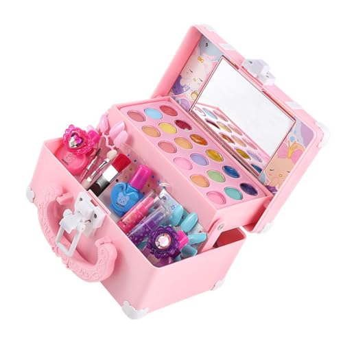 WESIEVYA Kinderkosmetik Make-up-Spielzeug-Requisite Kosmetikkoffer für kleine Mädchen Kinderanzug Kinder schminkset kinderschminken Set Rollenspiel-Requisite kosmetisches Spielzeug Abs Rosa von WESIEVYA