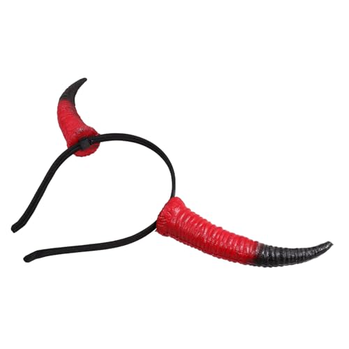 WESIEVYA Klaue Stirnband Tier-Cosplay-Kostüm-Stirnbänder Schafshorn Haarreifen aus Horn Stirnband aus Horn Schaf Kopfschmuck Cosplay Kopfband frauen stirnband Halloween-Hörner-Haarband rot von WESIEVYA