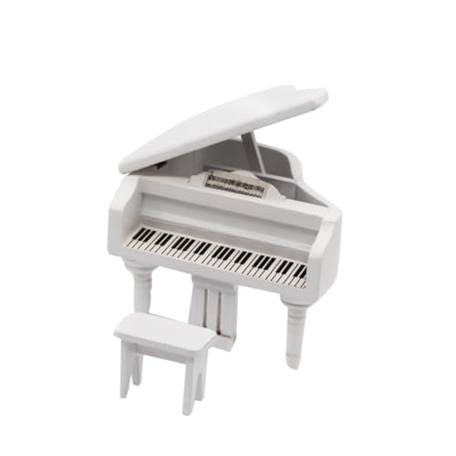 WESIEVYA Miniatur Klavier Modell Mit Hocker Weißes Piano Deko Für Puppenhaus Tischdekoration Und Wohnkultur Hochwertiges Zubehör Für Miniaturmöbel Und Dollhouse Zubehör von WESIEVYA